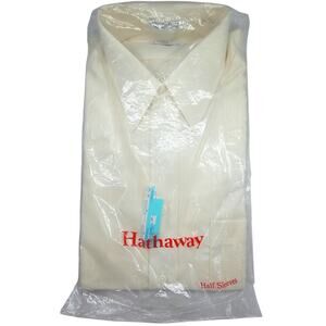 Hathaway Vintage‎ 90s Damask Striped 1/2 Sleeve MENS Button Up Dress Shirt